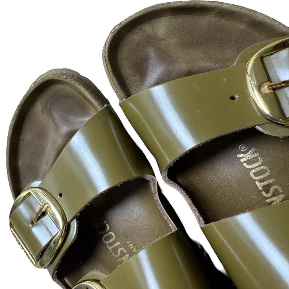 Birkenstock Arizona Big Buckle Patent Mud Green Sandals EU 38 US 7 Women - Picture 6 of 7